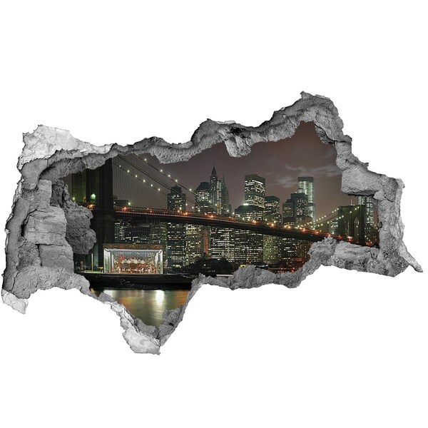 Decorazione da parete buco nel muro New York di notte vista attraverso un buco nel muro