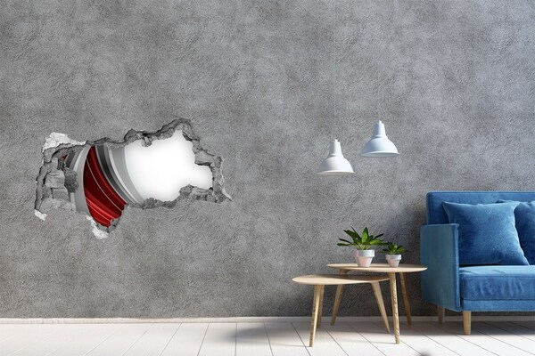 Adesivo con vista dietro il muro Un muro danneggiato con effetto profondità