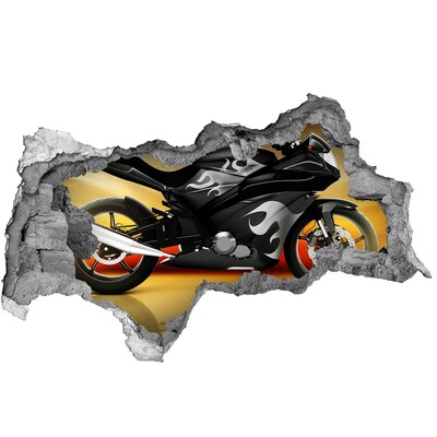 Sticker effetto rottura muro Motocicletta in fiamme
