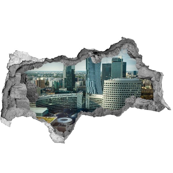 Adesivo con vista dietro il muro Veduta della città moderna