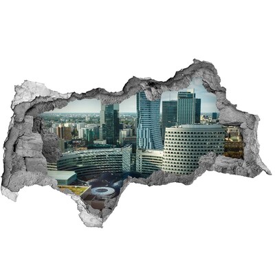 Adesivo con vista dietro il muro Veduta della città moderna