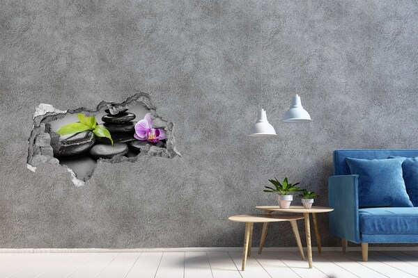 Decorazione da parete buco nel muro Una vista rilassante con pietre e piante