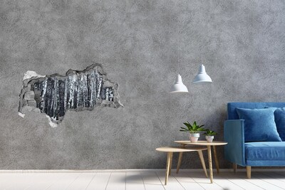 Sticker effetto rottura muro Foresta di betulle invernali