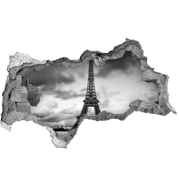 Sticker effetto rottura muro La Torre Eiffel in stile monocromatico