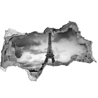 Sticker effetto rottura muro La Torre Eiffel in stile monocromatico