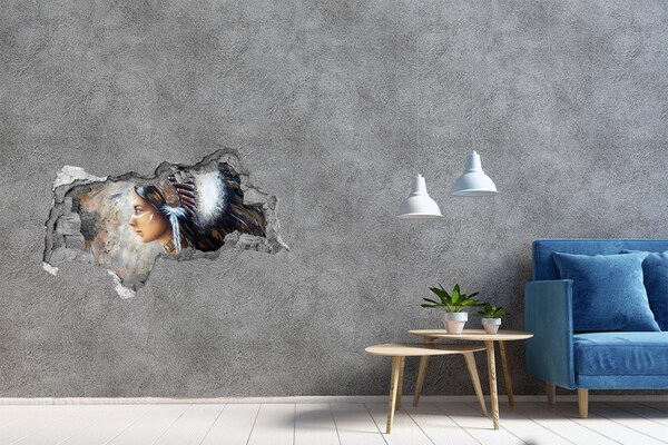 Adesivo con vista dietro il muro Ritratto di una guerriera indiana