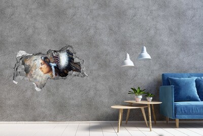 Adesivo con vista dietro il muro Ritratto di una guerriera indiana