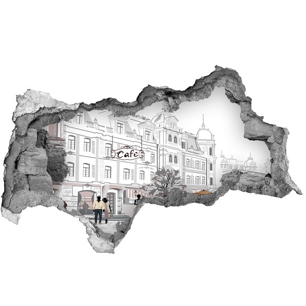 Sticker effetto rottura muro Caffè in stile europeo