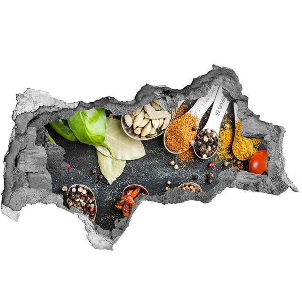 Sticker effetto rottura muro Spezie da cucina in un buco nel muro