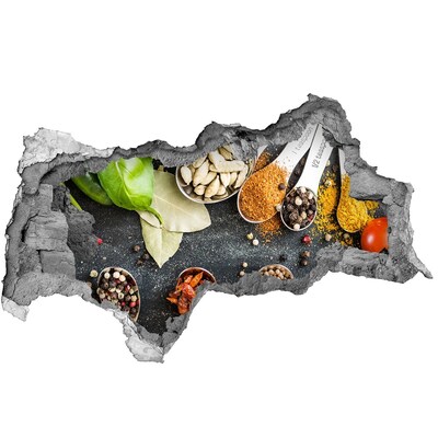 Sticker effetto rottura muro Spezie da cucina in un buco nel muro