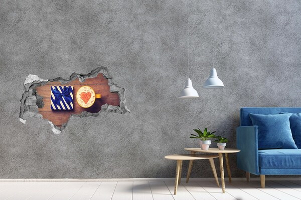 Decorazione da parete buco nel muro Regalo di caffè con un cuore