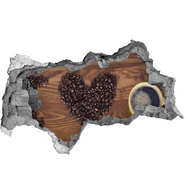 Sticker effetto rottura muro Caffè e un cuore di fagioli