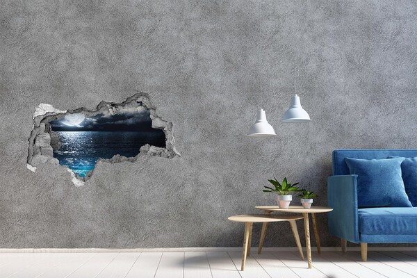Decorazione da parete buco nel muro Vista notturna del mare