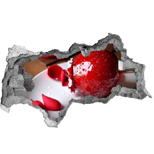 Adesivo con vista dietro il muro Fragole succose tra le rovine