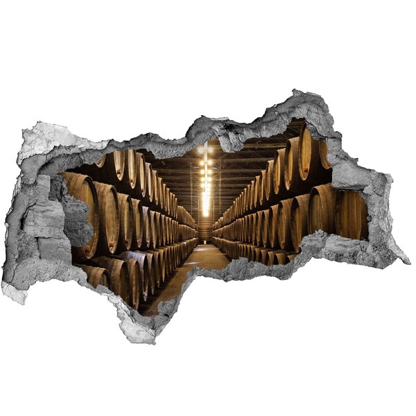 Decorazione da parete buco nel muro Interno di una cantina con botti