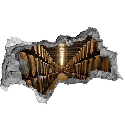 Decorazione da parete buco nel muro Interno di una cantina con botti