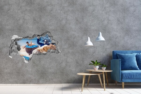 Adesivo con vista dietro il muro Rilassatevi nella spa sul mare.