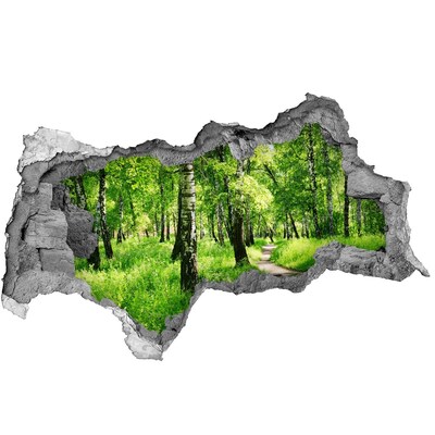 Sticker effetto rottura muro Foresta verdeggiante illuminata dal sole