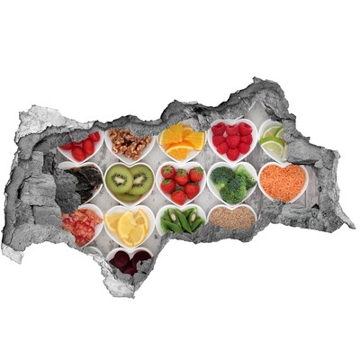 Sticker effetto rottura muro Cuori sani pieni di frutta e verdura