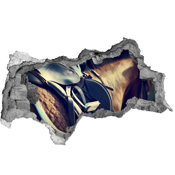 Adesivo con vista dietro il muro Un cavallo ha sparato da dietro il muro