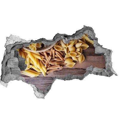 Adesivo con vista dietro il muro Pasta nel buco nel muro