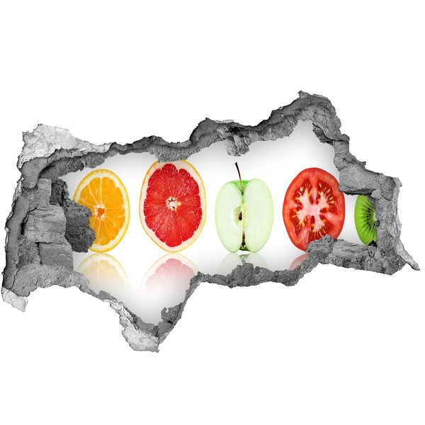 Sticker effetto rottura muro Illusione di frutta nel cemento