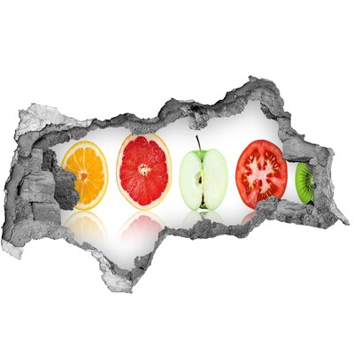 Sticker effetto rottura muro Illusione di frutta nel cemento