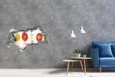 Sticker effetto rottura muro Illusione di frutta nel cemento