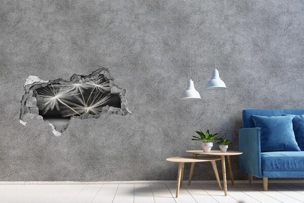 Decorazione da parete buco nel muro Fiori di tarassaco nel cemento