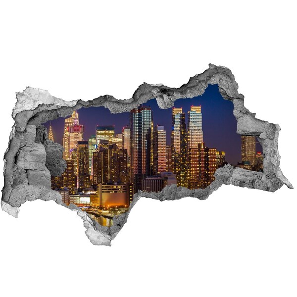 Sticker effetto rottura muro Panorama notturno della città
