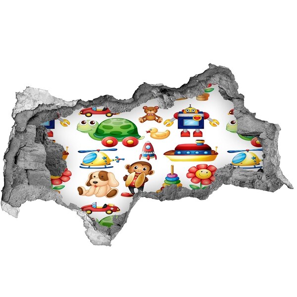 Sticker effetto rottura muro Giocattoli in un mondo colorato