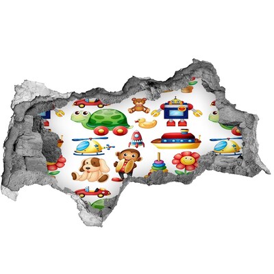 Sticker effetto rottura muro Giocattoli in un mondo colorato