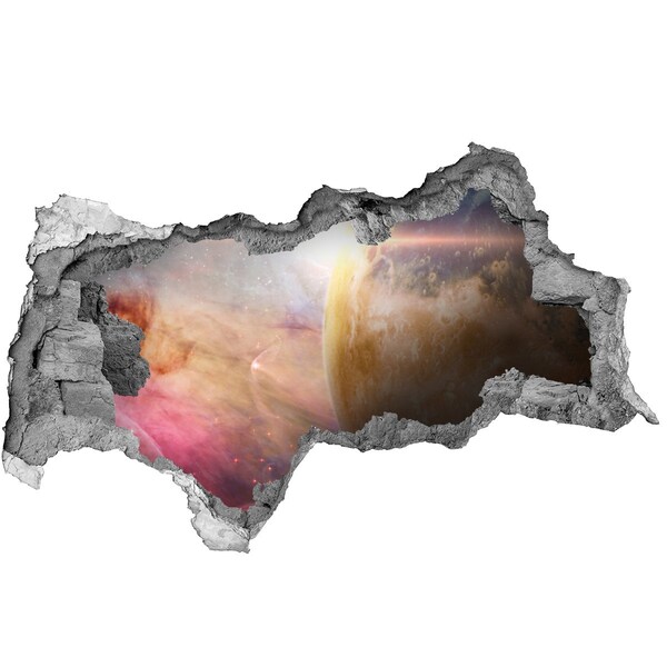 Adesivo con vista dietro il muro Avventura spaziale