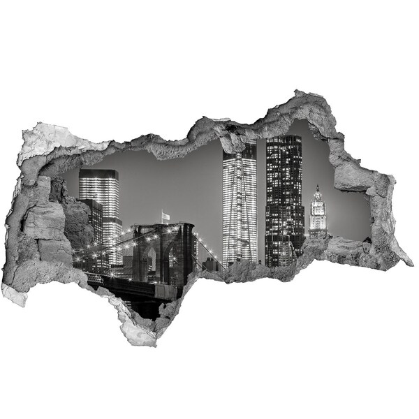 Decorazione da parete buco nel muro Ponte di Brooklyn di notte