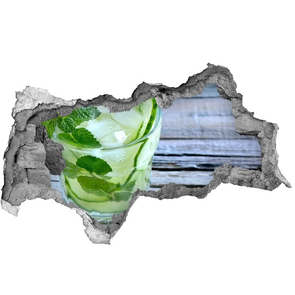 Decorazione da parete buco nel muro Un cocktail rinfrescante sullo sfondo di una terrazza in legno.