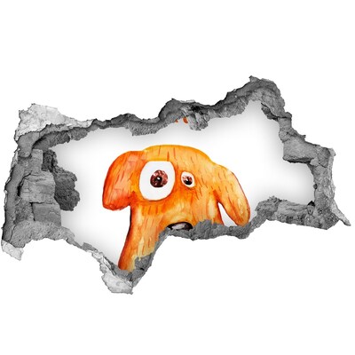 Adesivo con vista dietro il muro Cane in un buco nel muro