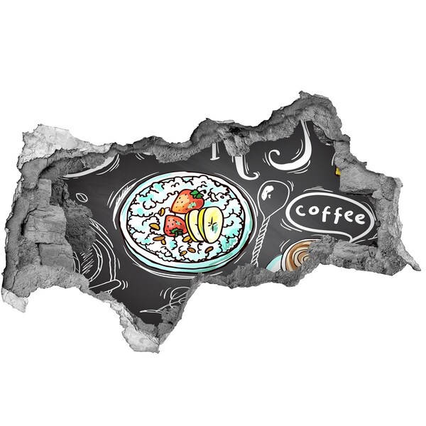 Adesivo con vista dietro il muro Colazione retrò