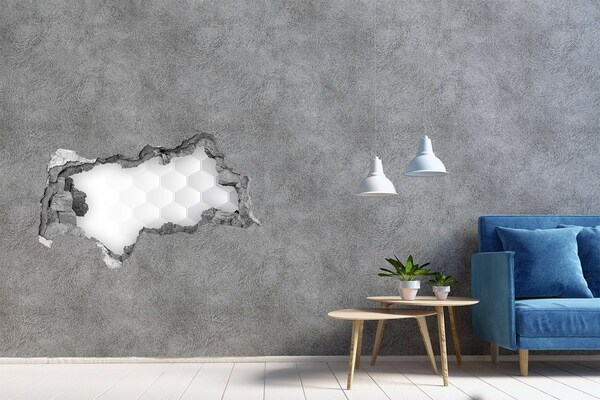 Sticker effetto rottura muro Muro spezzato con motivo esagonale