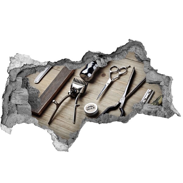 Adesivo con vista dietro il muro Laboratorio di acconciatura