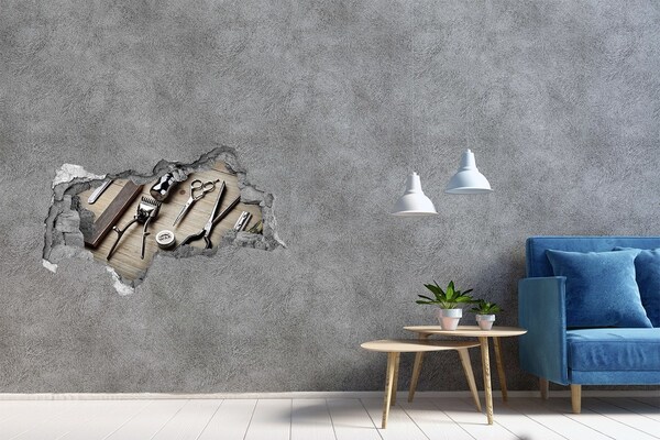 Adesivo con vista dietro il muro Laboratorio di acconciatura