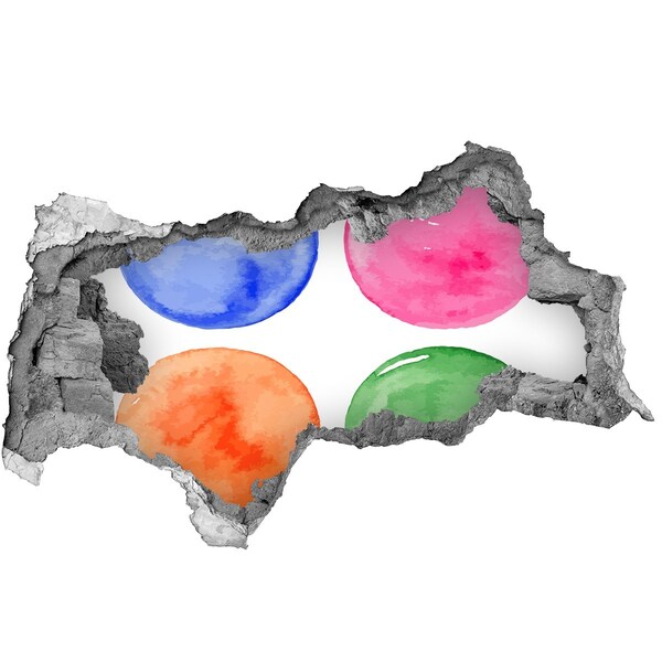 Sticker effetto rottura muro Palline colorate in un buco nel muro