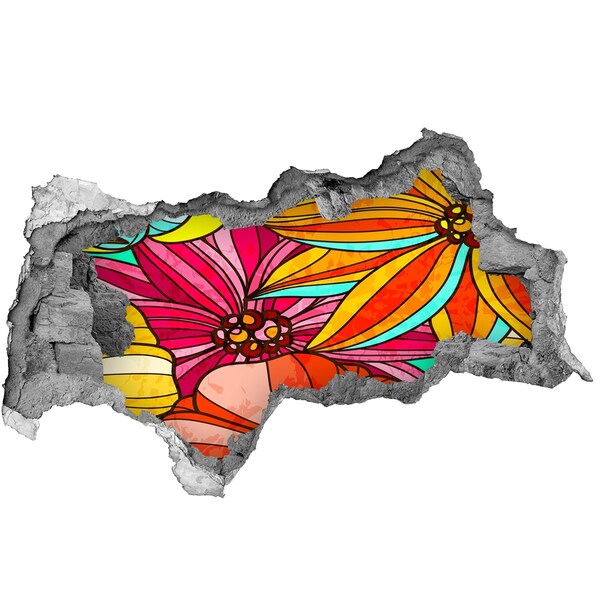 Adesivo con vista dietro il muro Un'esplosione floreale di colore