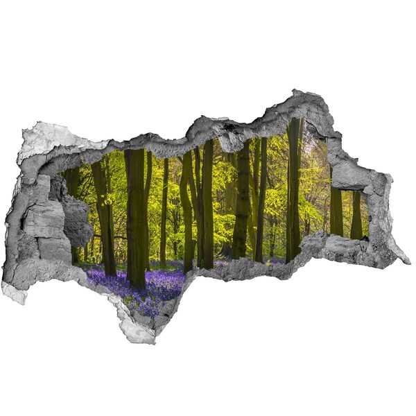 Sticker effetto rottura muro Radura nel bosco in primavera