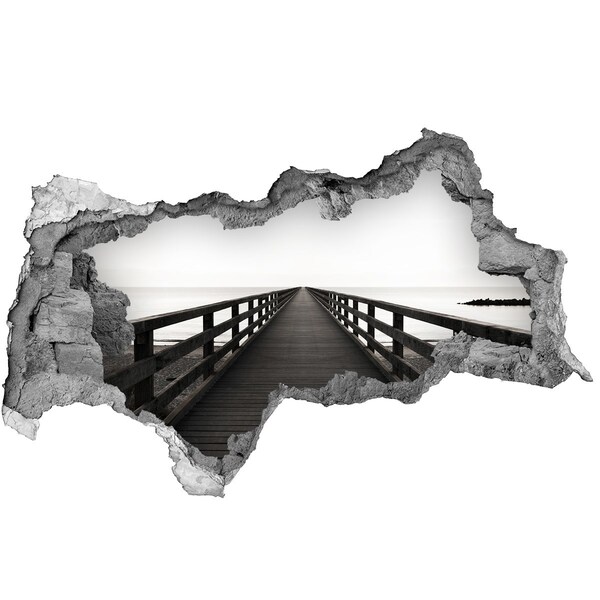 Adesivo con vista dietro il muro Molo in riva al mare