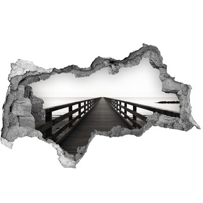 Adesivo con vista dietro il muro Molo in riva al mare