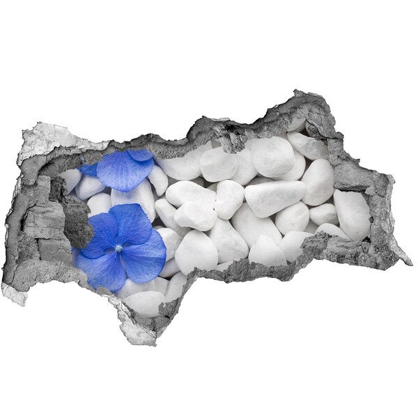 Adesivo con vista dietro il muro Ciottoli da spiaggia con un tocco di blu