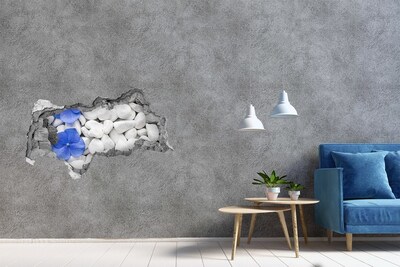 Adesivo con vista dietro il muro Ciottoli da spiaggia con un tocco di blu