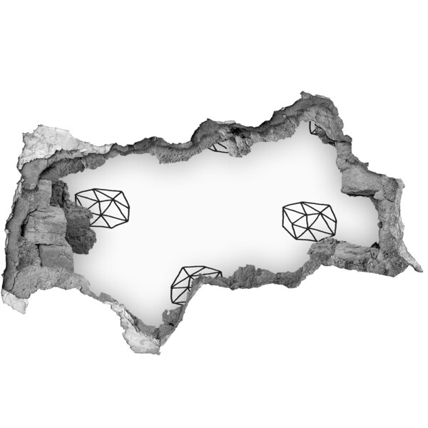 Sticker effetto rottura muro Diamanti d'oro in un buco nel muro