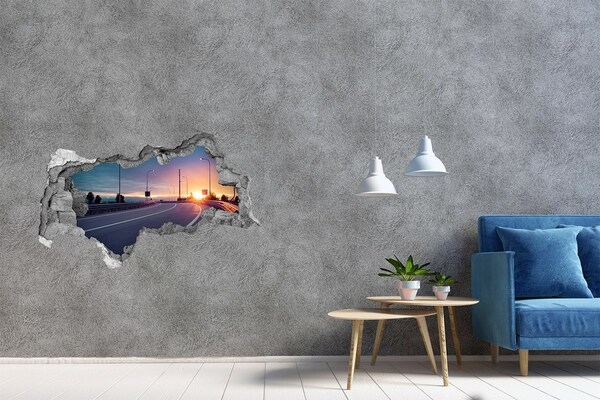 Decorazione da parete buco nel muro Tramonto sulla strada