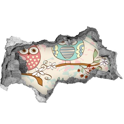 Adesivo con vista dietro il muro Gufo in un buco nel muro